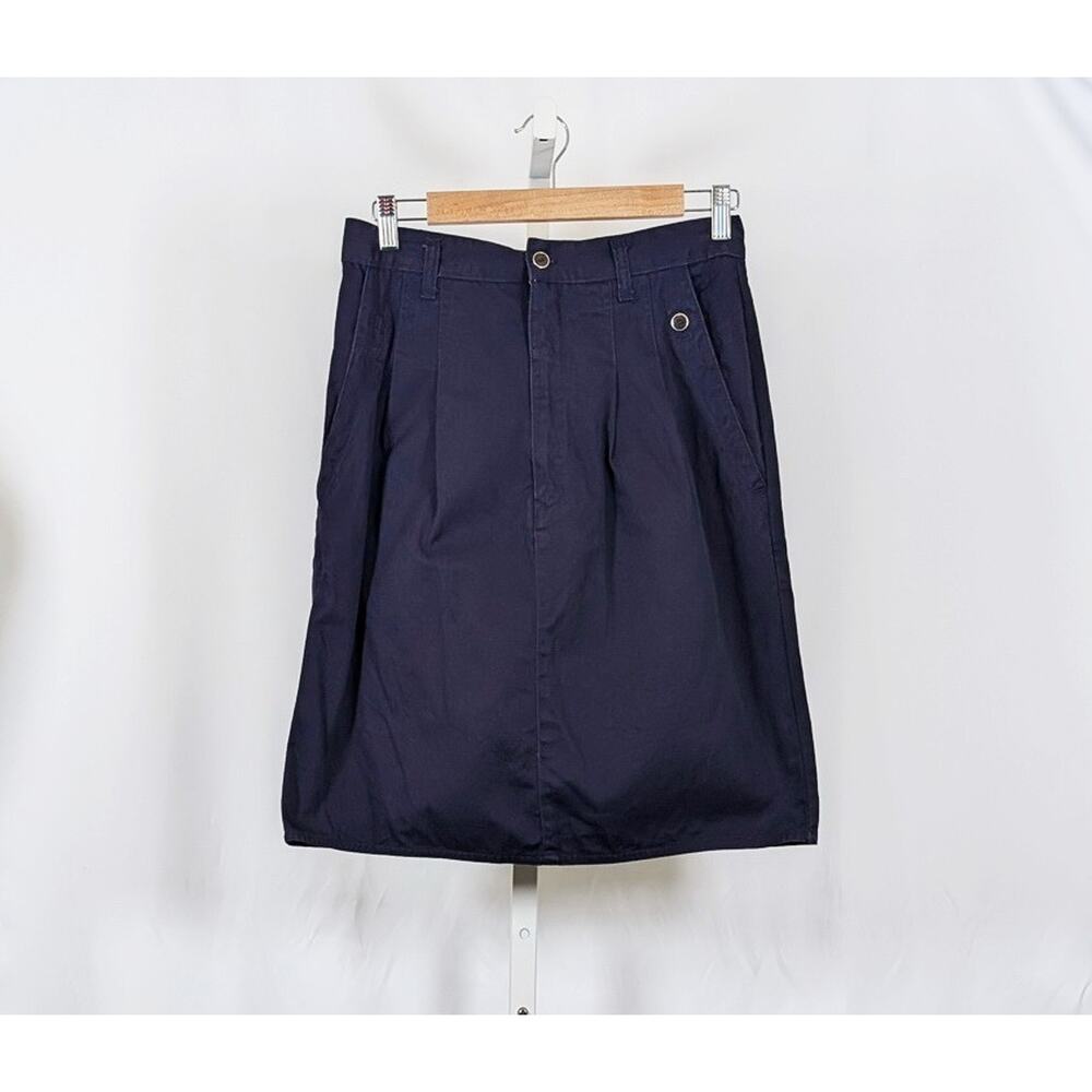 Vintage 90s Skirt Ann Taylor Navy Blue Pencil Pleated Front Women's Size 12